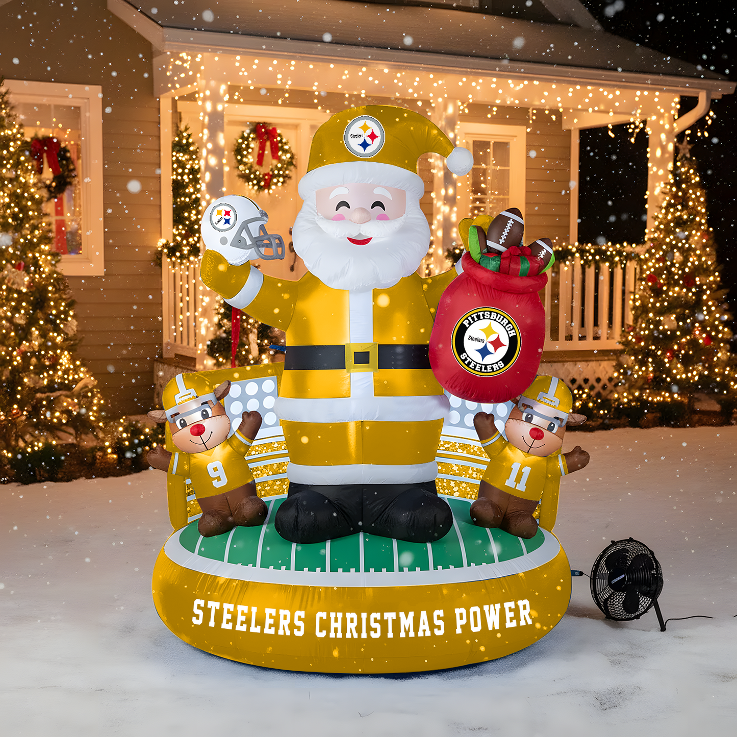 PIT X NFL Christmas Inflatable Team-Themed Santa & Reindeer NAK NHT