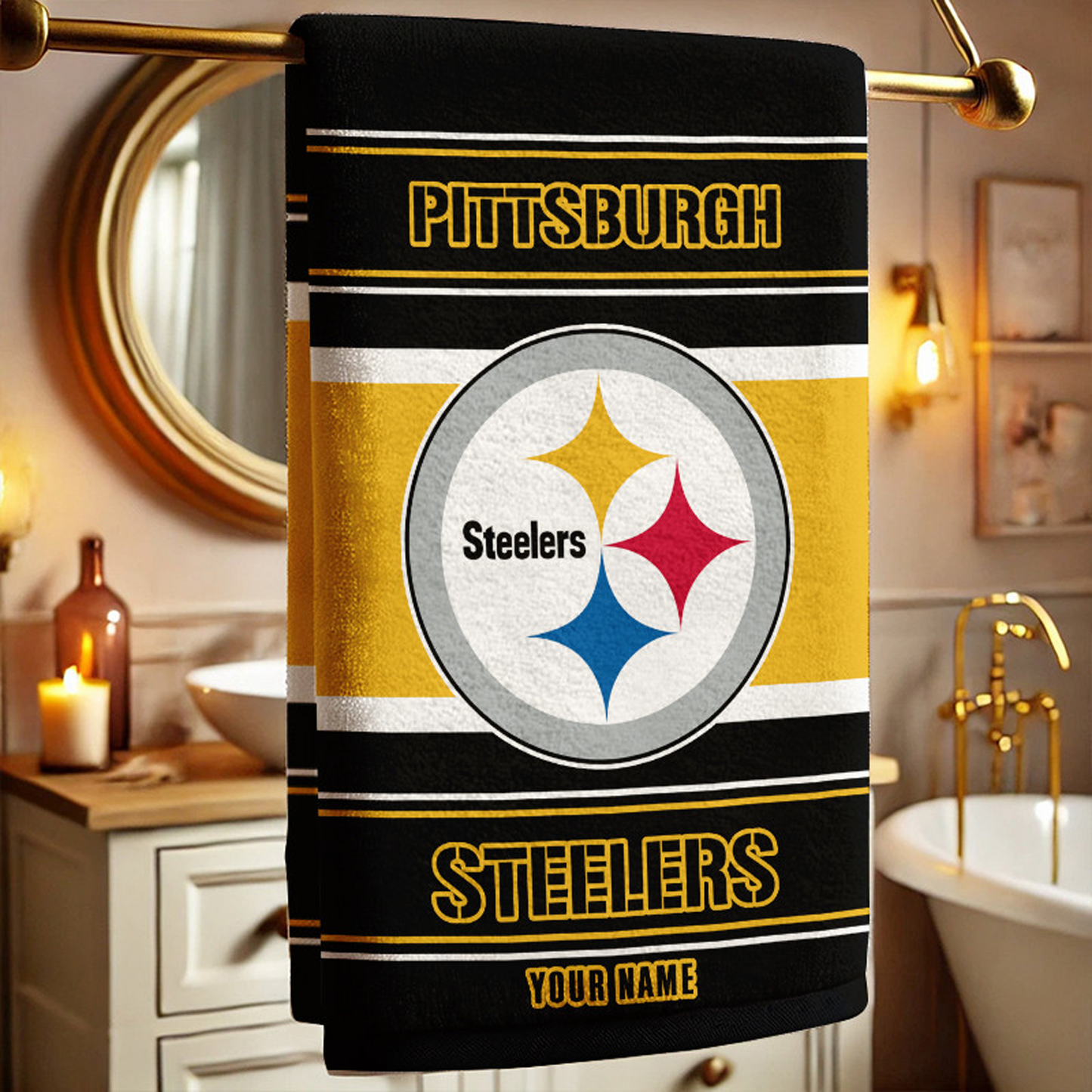 PIT X NFL New Bath Towel Custom Any Name Gifts NAK NHT