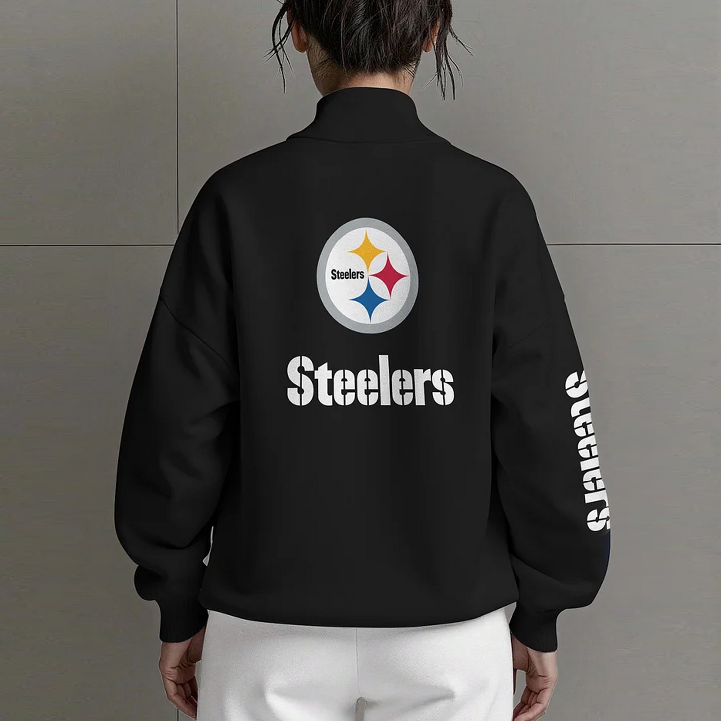 PIT X NFL Women Plain Color Zip Up Long Sleeve Sweatshirt NAK NHT