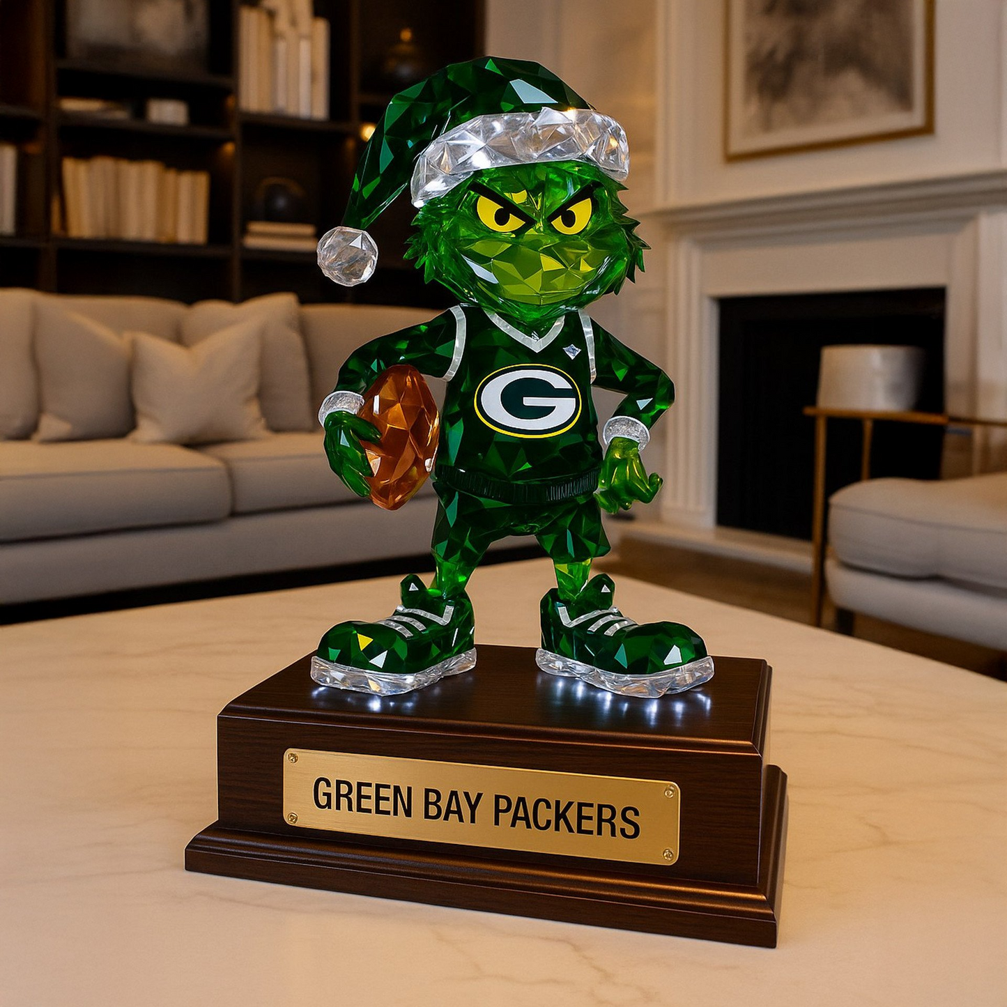 Premium NFL GB X Crystal Style Desktop Ornament NDT NHM