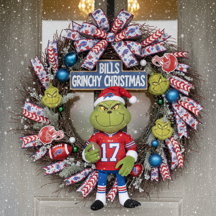 Premium NFL BUF x Grinch Holiday Door Wreath V1 NMD TTV