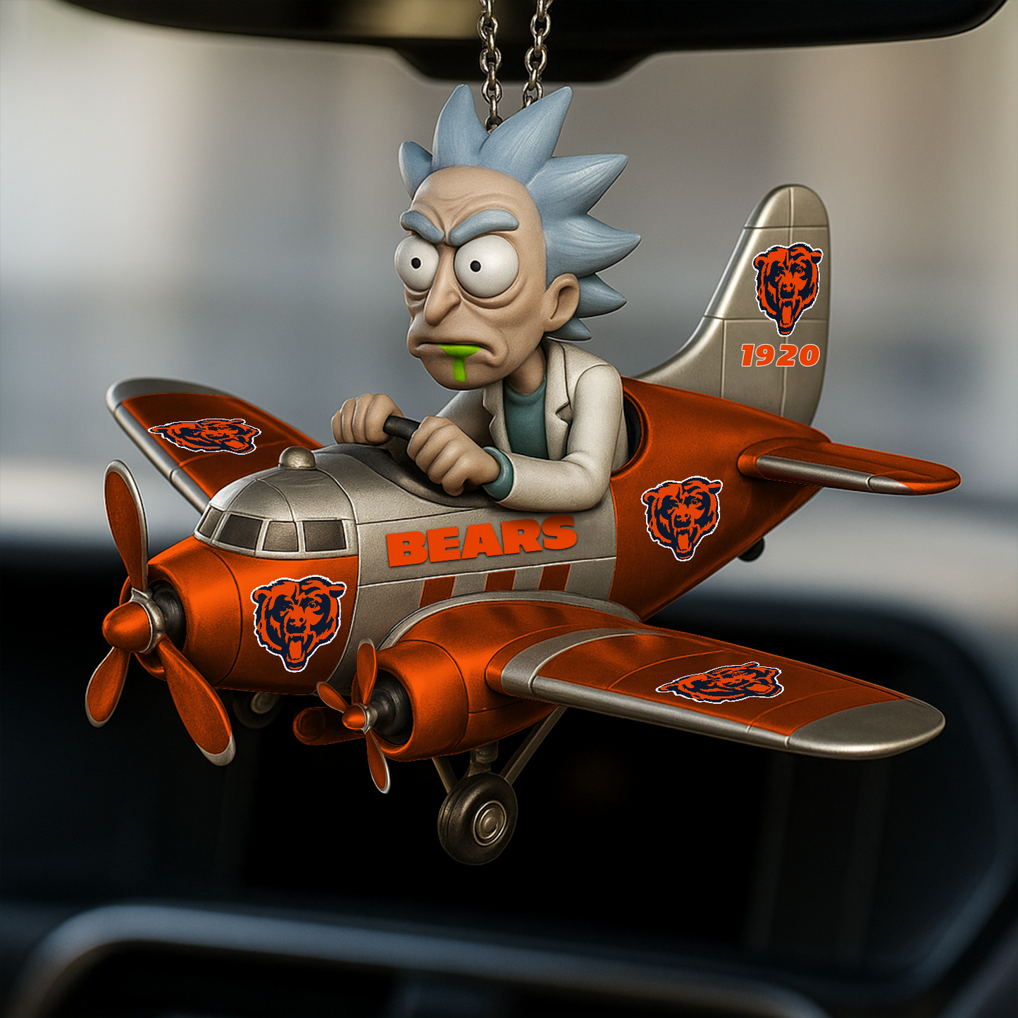 Premium NFL CHI x RIC Car Ornament V1 DATND TANTD