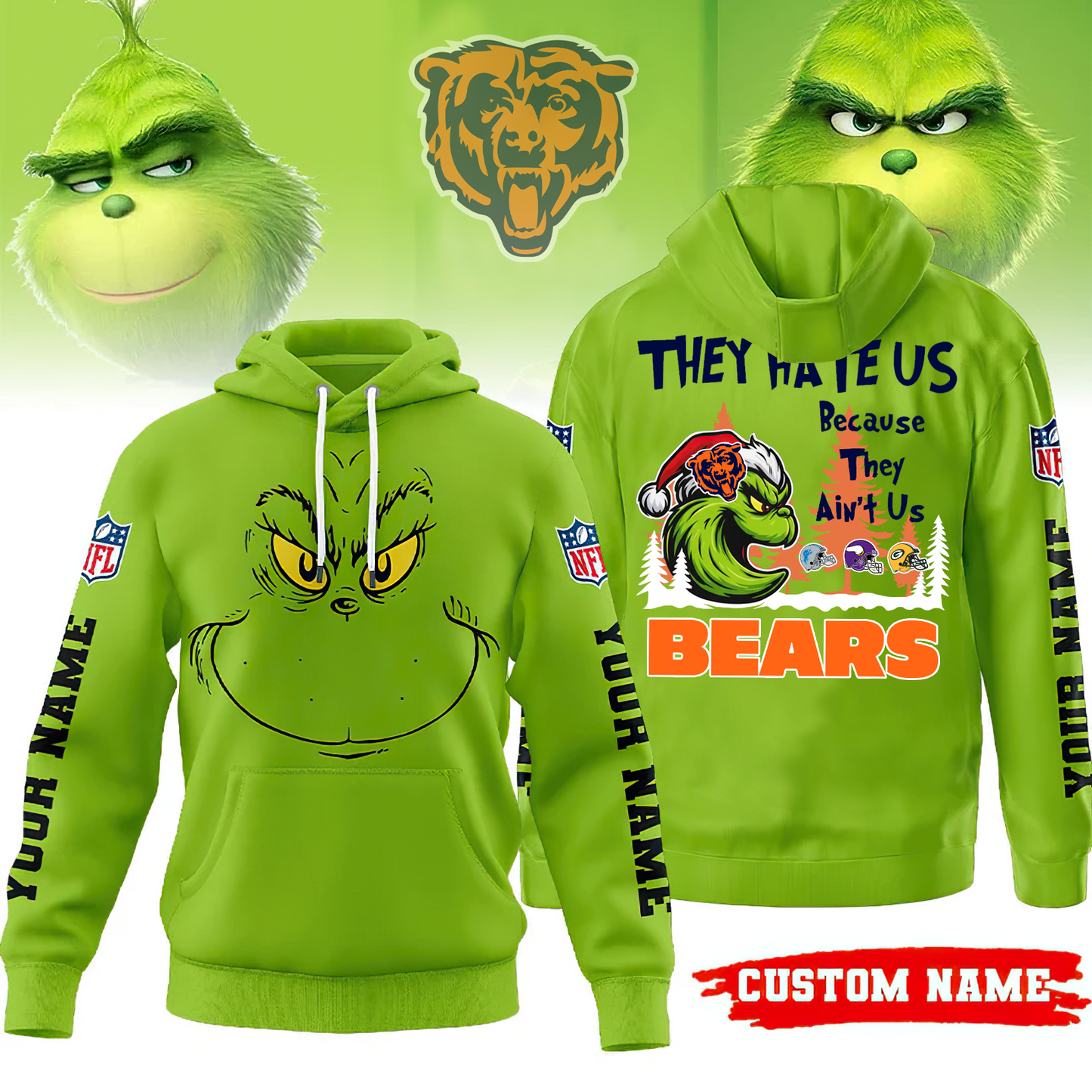 Premium NFL CHI x The Grinch Hoodie V2 NMD TTV