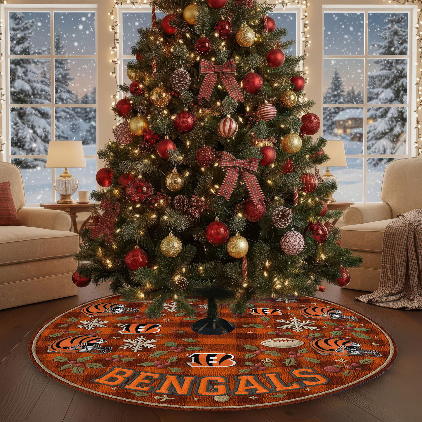 Premium NFL CIN Christmas Tree Skirt V1 NMD TTV