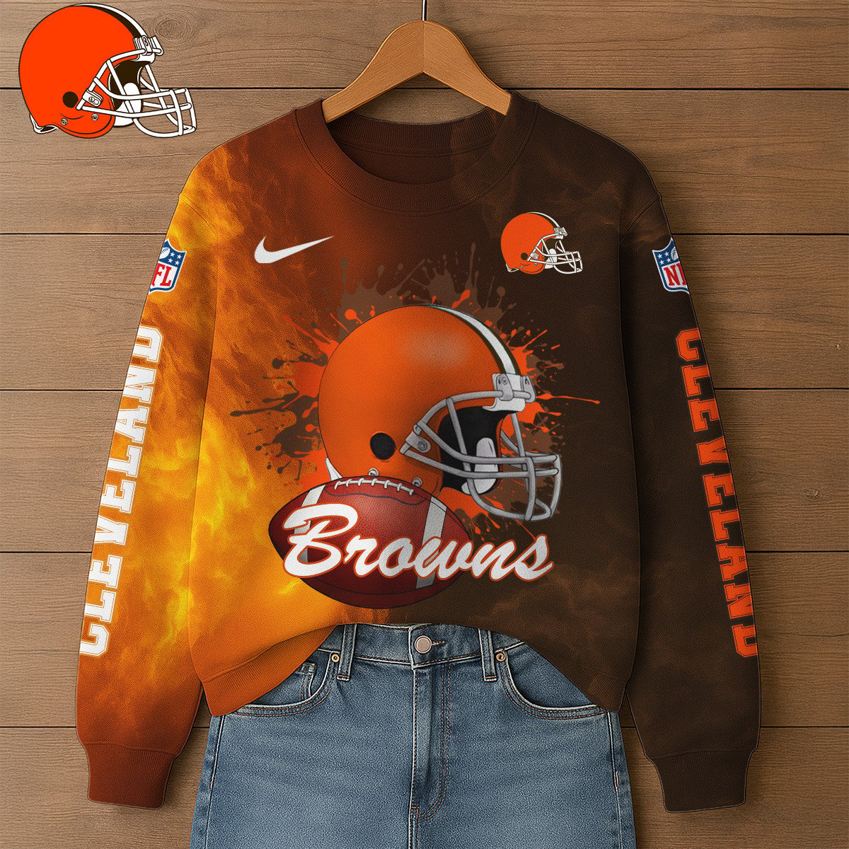 Premium NFL CLE Printed Sweatshirt V1 NMD TTV