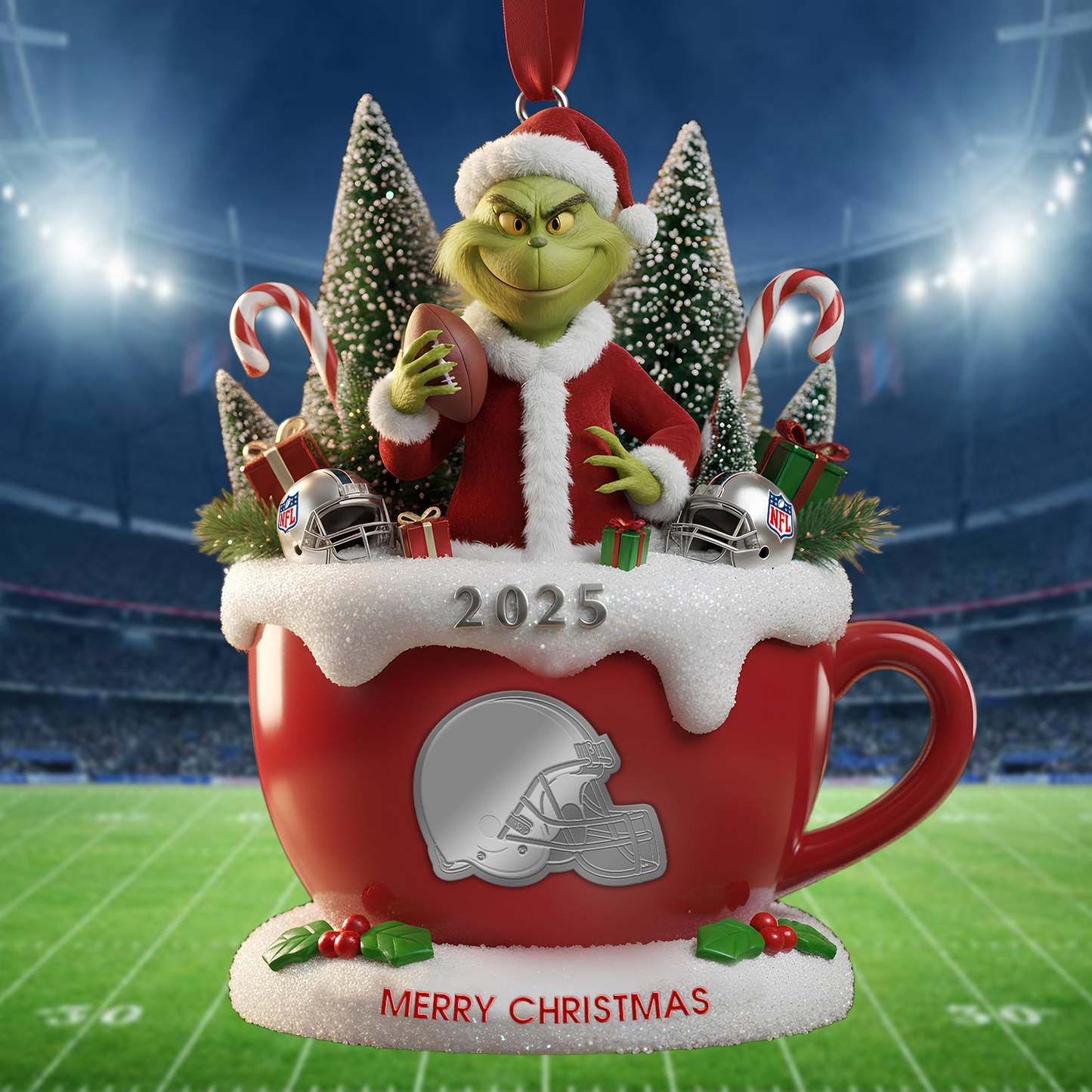 Premium NFL CLE x The Grinch Christmas Ornament V2 NMD TTV