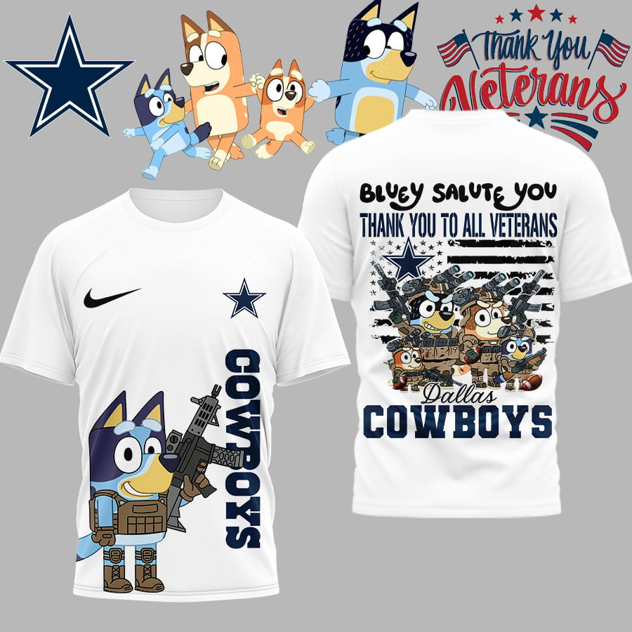 Premium NFL DAL Bluey Salute Veterans T-shirt V2 NMD TTV