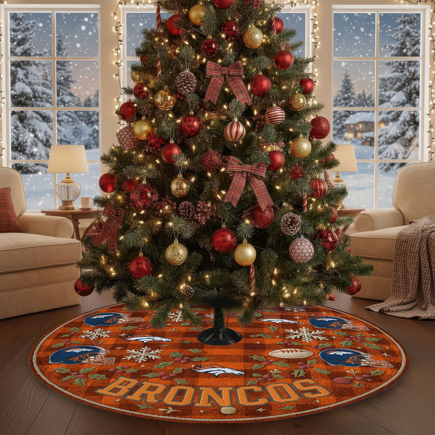 Premium NFL DEN Christmas Tree Skirt V1 NMD TTV