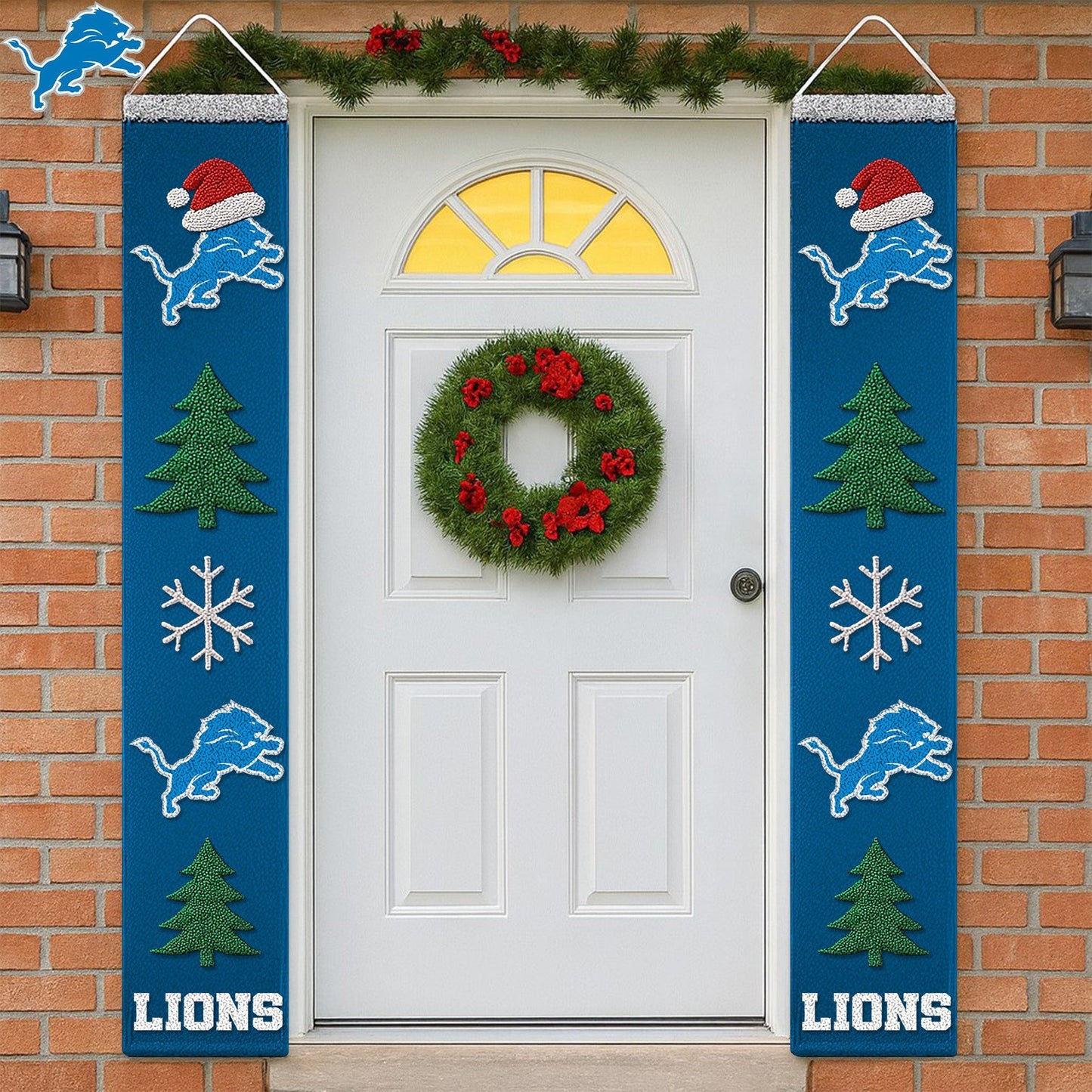 Premium NFL DET Christmas Merry Christmas Porch Sign V1 NMD NHM