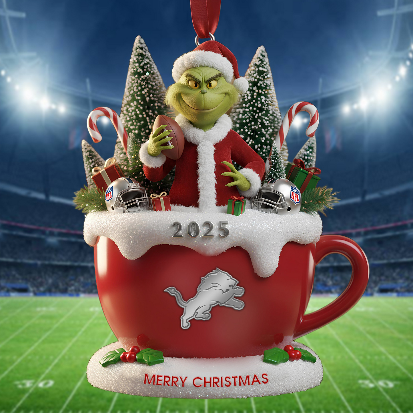 Premium NFL DET x The Grinch Christmas Ornament V2 NMD TTV