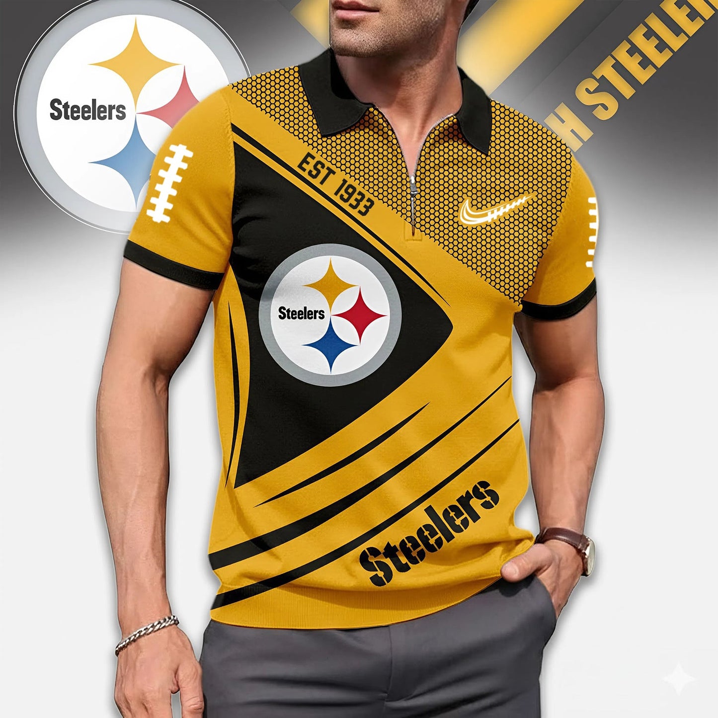 Premium NFL Game Day X PIT Zipper Polo NDT NHM 3010