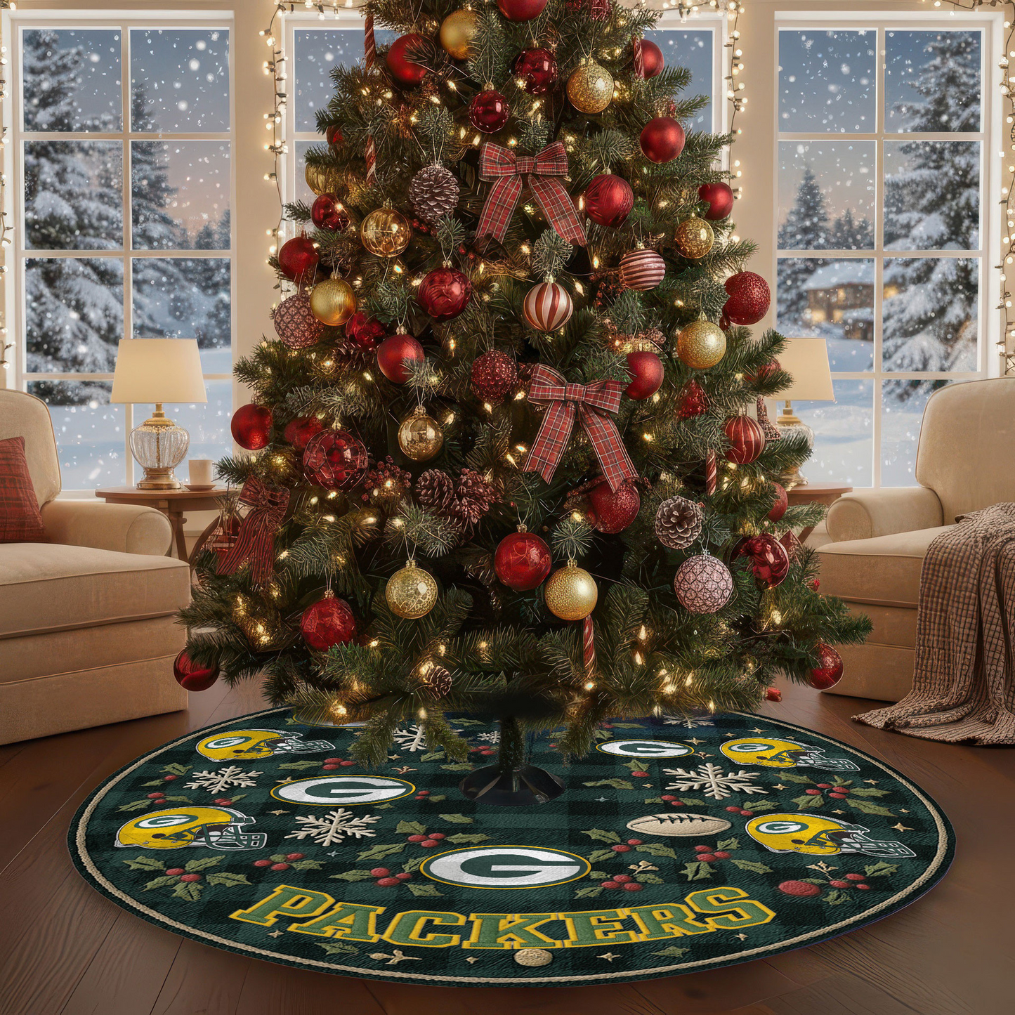 Premium NFL GB Christmas Tree Skirt V1 NMD TTV