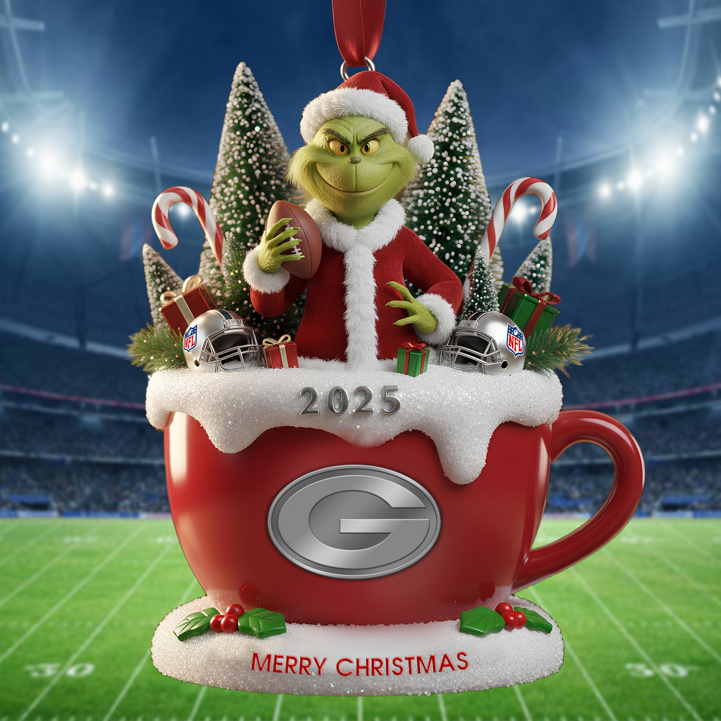 Premium NFL GB x The Grinch Christmas Ornament V2 NMD TTV