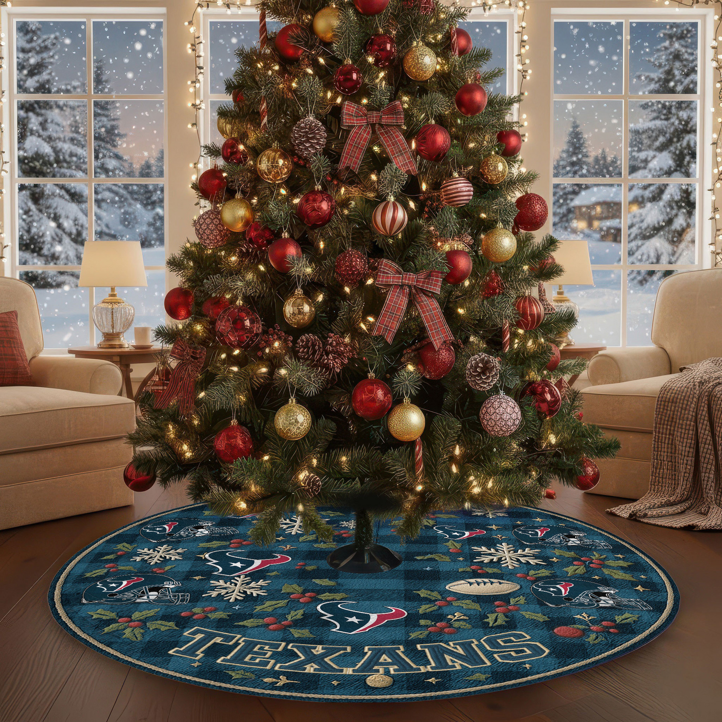 Premium NFL HOU Christmas Tree Skirt V1 NMD TTV