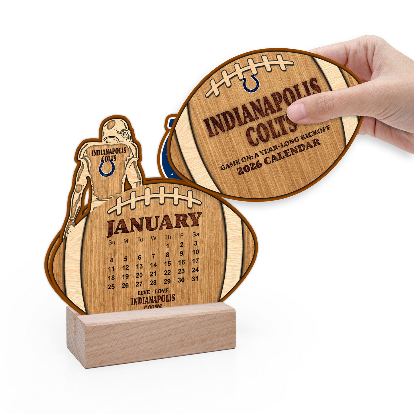 Premium NFL IND Football Shaped 2026 Calendar V1 NMD TTV