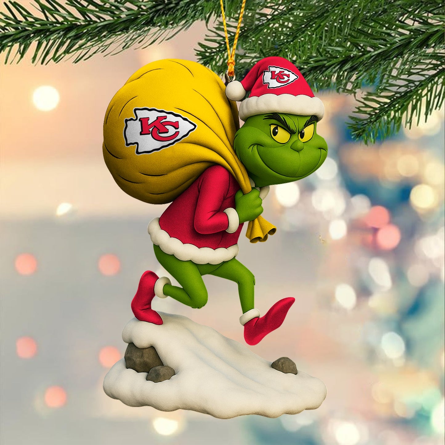 Premium NFL KC x GR Christmas Tree Ornament V2 NMD NHM