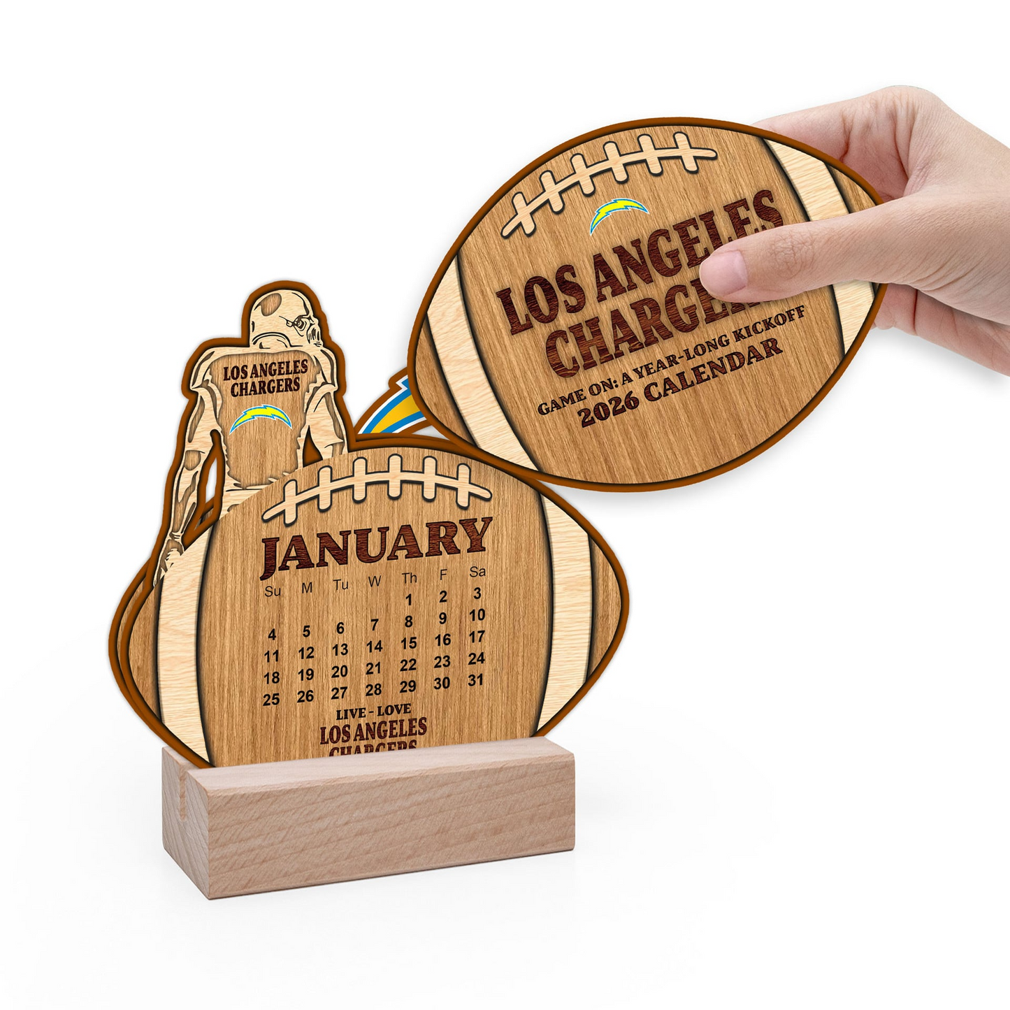 Premium NFL LAC Football Shaped 2026 Calendar V1 NMD TTV