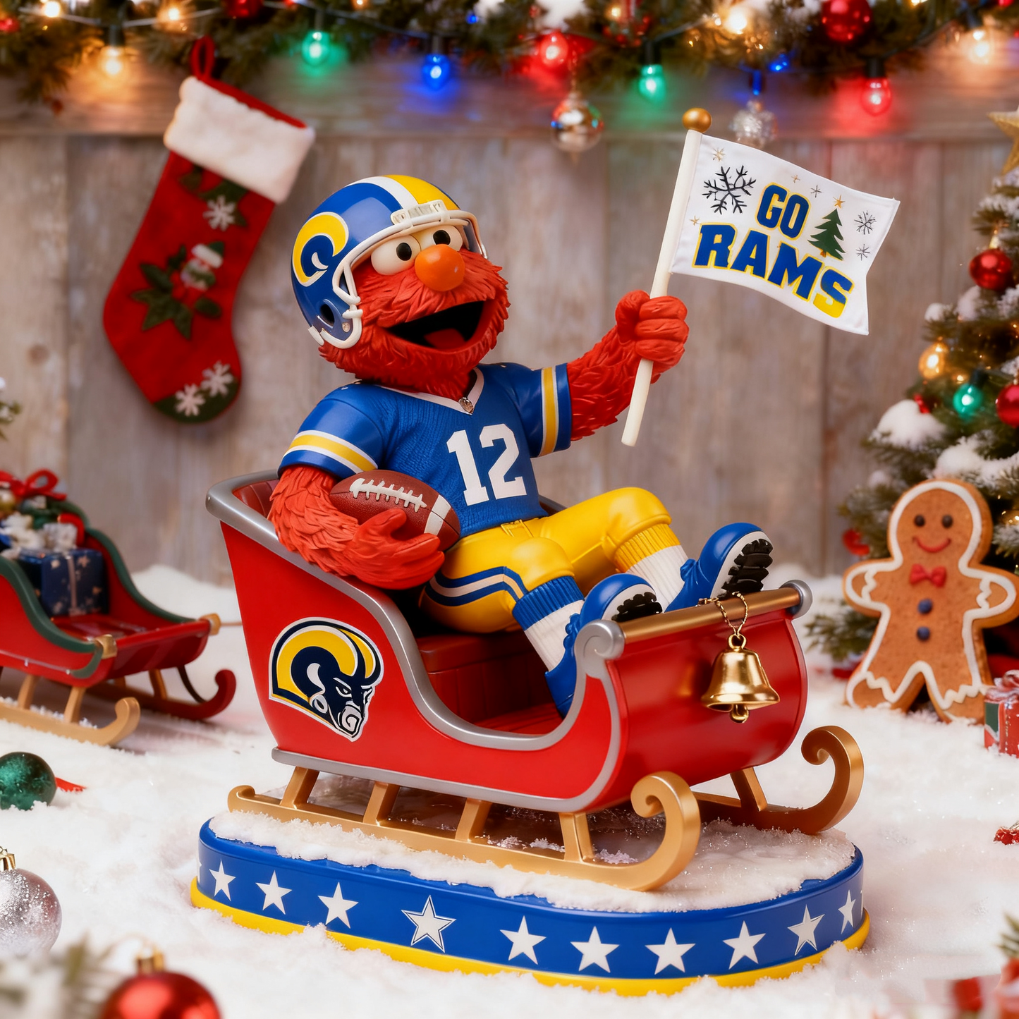 Premium NFL LAR x Elmo Christmas Arcylic Plaque V1 NMD 261125 TTV