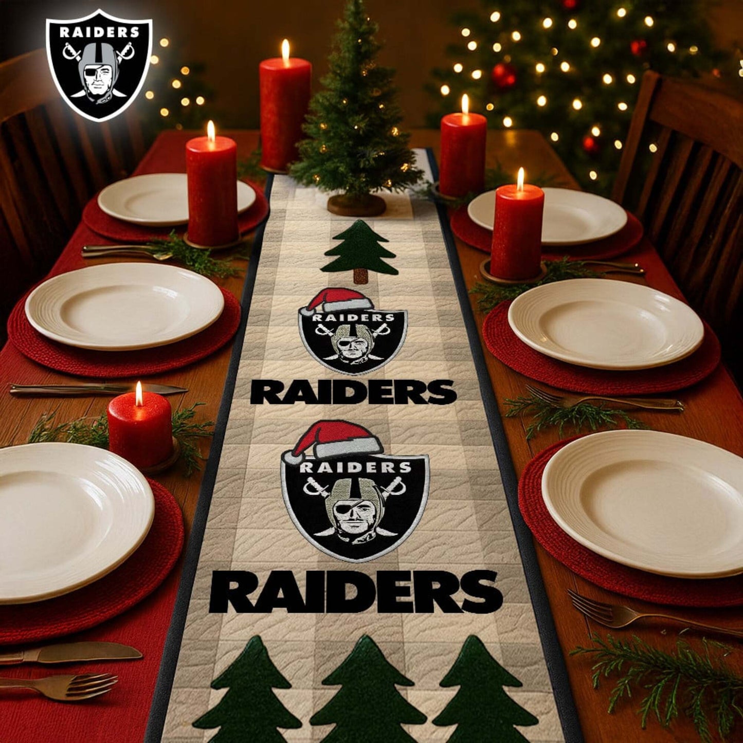 Premium NFL LV Quilted Christmas Table Runner V1 NMD NHM