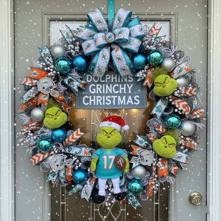 Premium NFL MIA x Grinch Holiday Door Wreath V1 NMD TTV