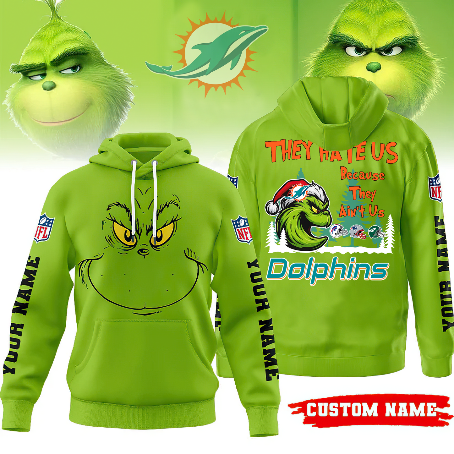 Premium NFL MIA x The Grinch Hoodie V2 NMD TTV