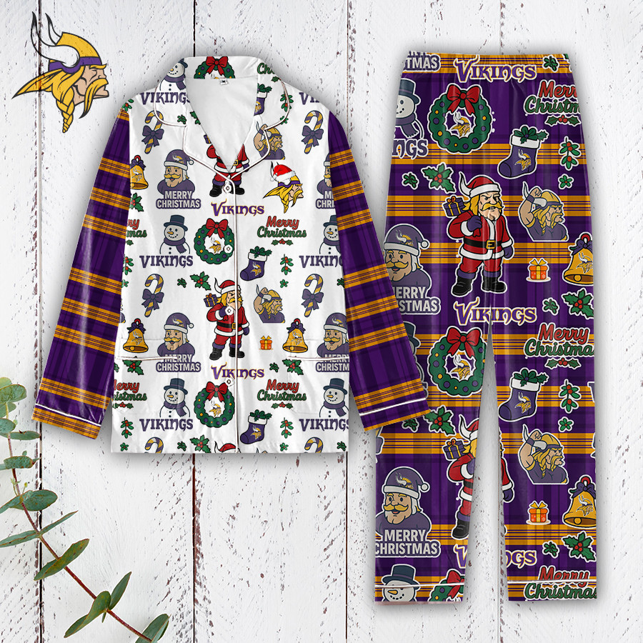 Premium NFL MIN Plaid Button Pajamas Set V1 NMD 291025 TTV