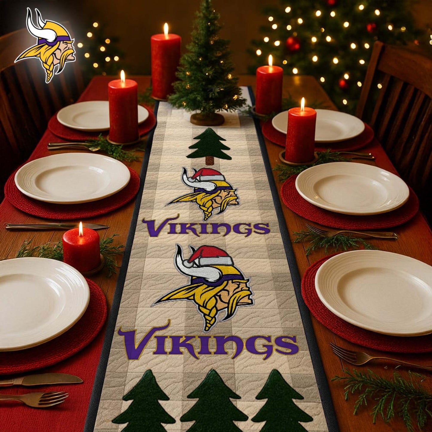 Premium NFL MIN Quilted Christmas Table Runner V1 NMD NHM