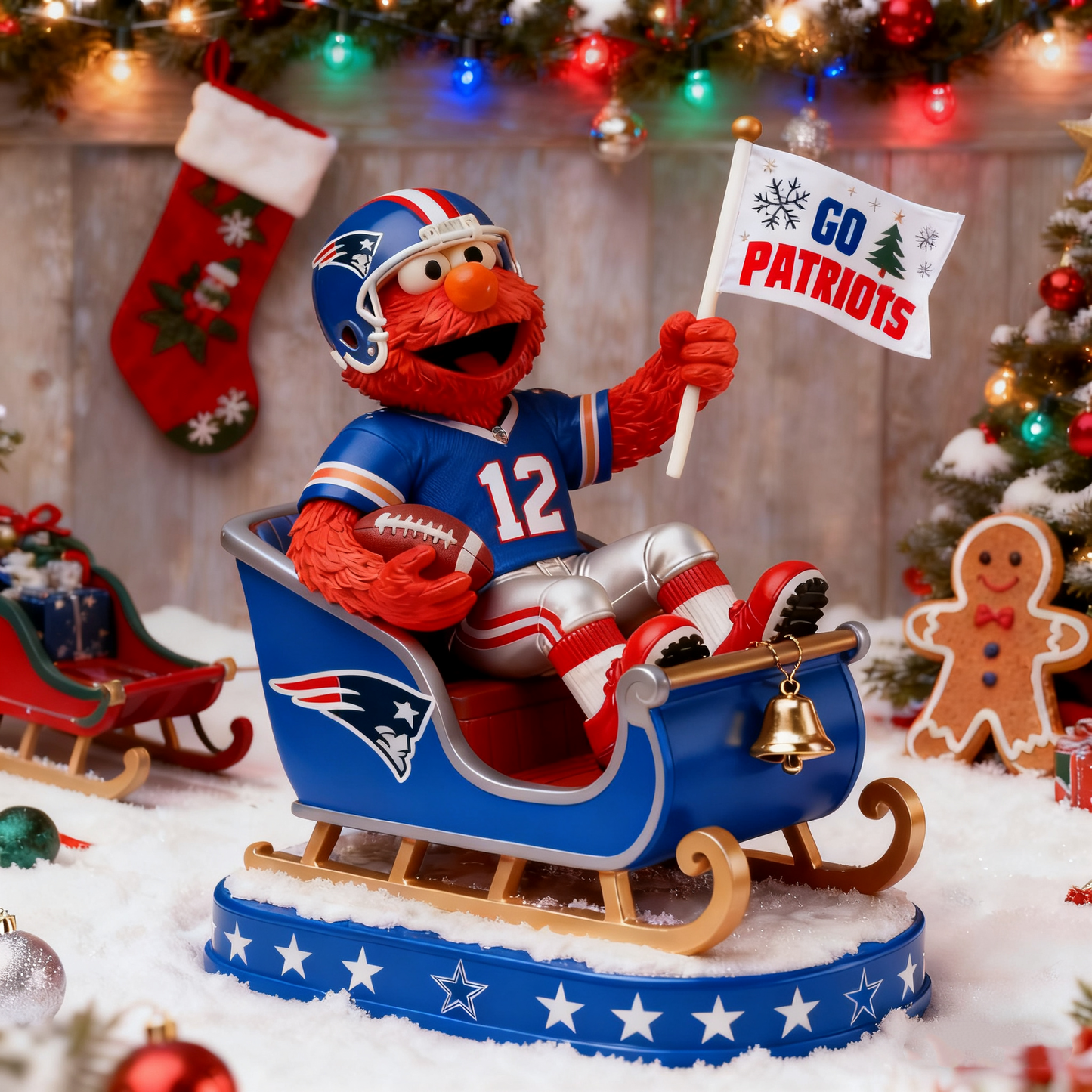 Premium NFL NE x Elmo Christmas Arcylic Plaque V1 NMD 261125 TTV