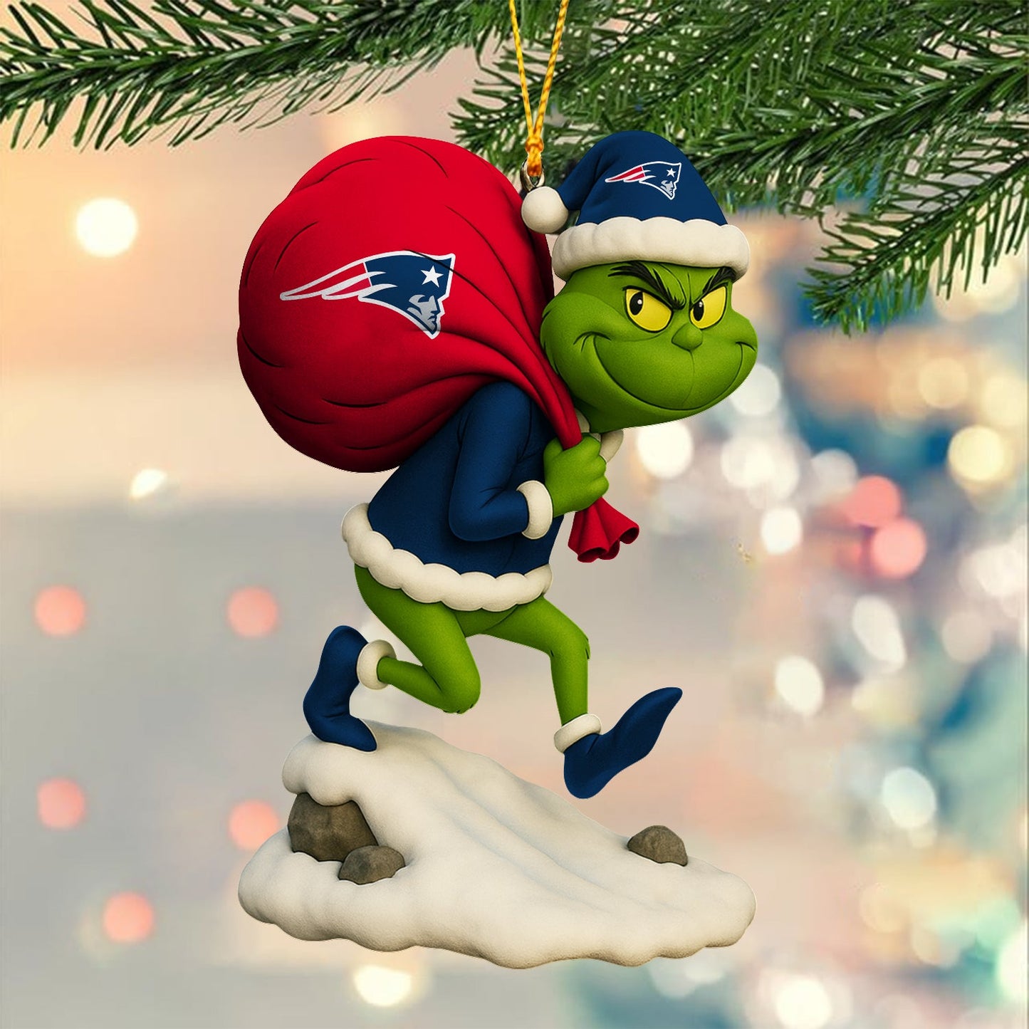 Premium NFL NE x GR Christmas Tree Ornament V2 NMD NHM