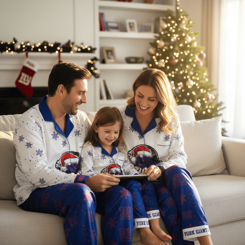 Premium NFL NYG Christmas Pajamas V1 NMD TTV