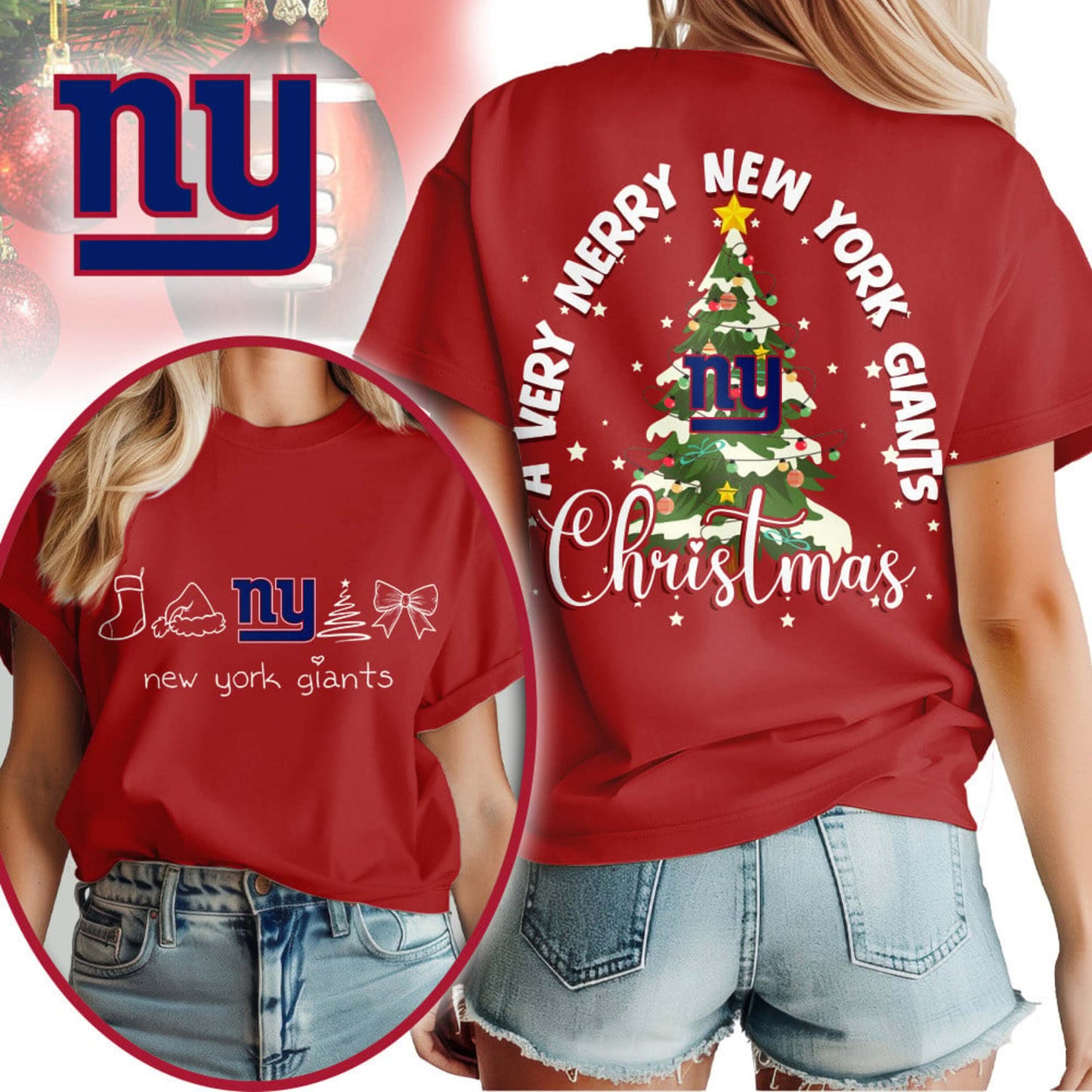Premium NFL NYG Merry Christmas T-shirt V1 NMD NHM