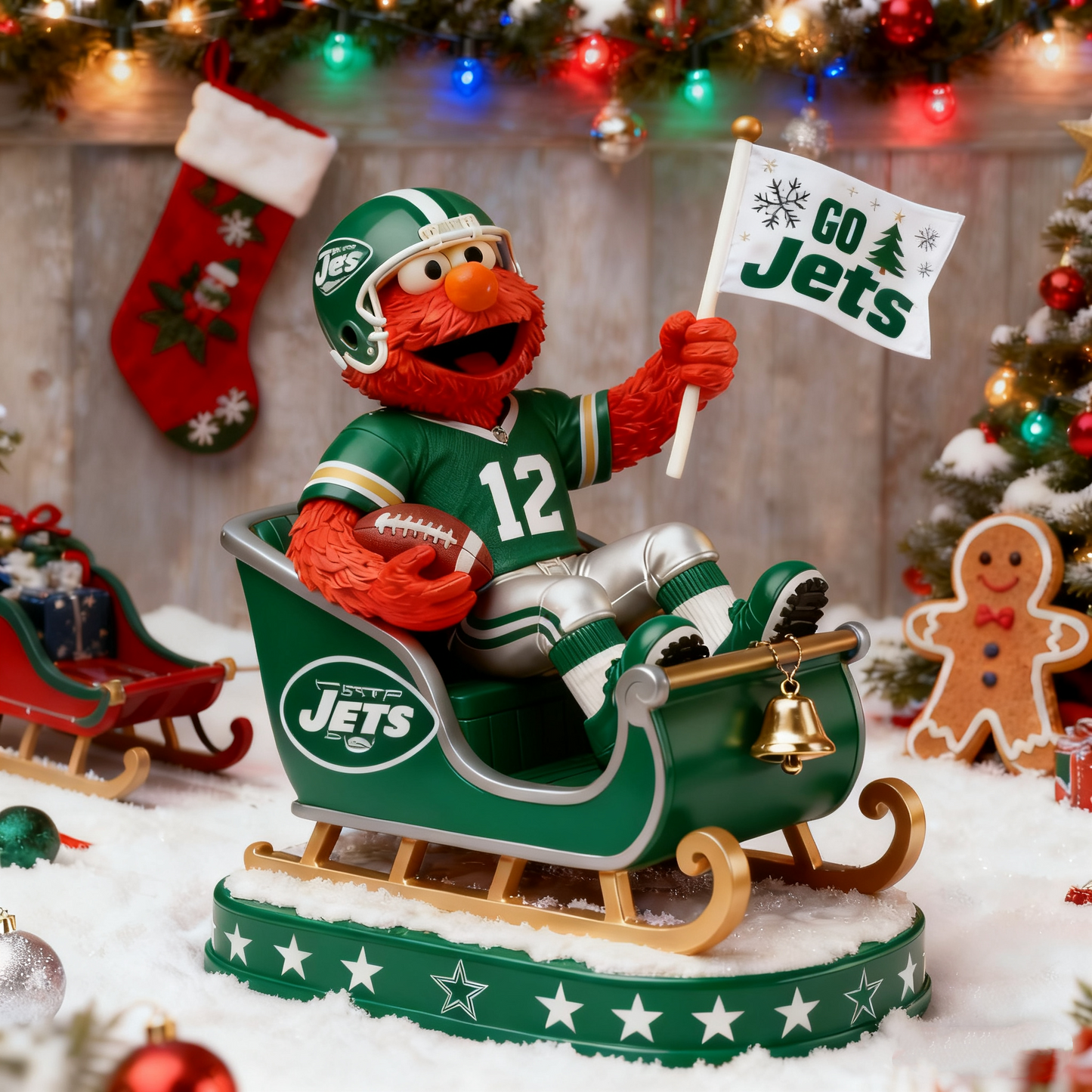 Premium NFL NYJ x Elmo Christmas Arcylic Plaque V1 NMD 261125 TTV