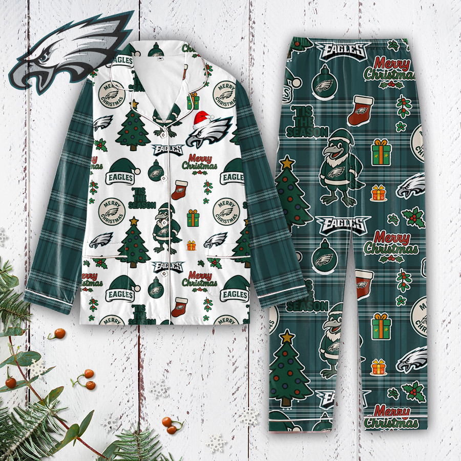 Premium NFL PHI Plaid Button Pajamas Set V1 NMD 291025 TTV