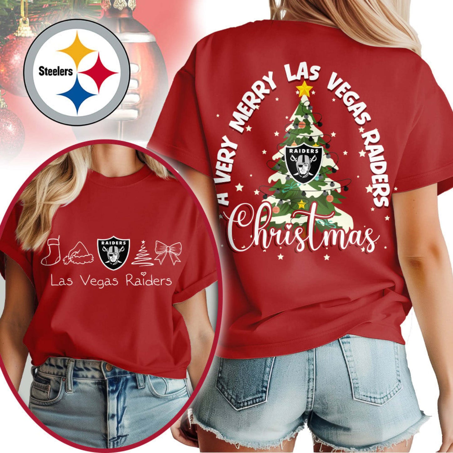 Premium NFL PIT Merry Christmas T-shirt V1 NMD NHM
