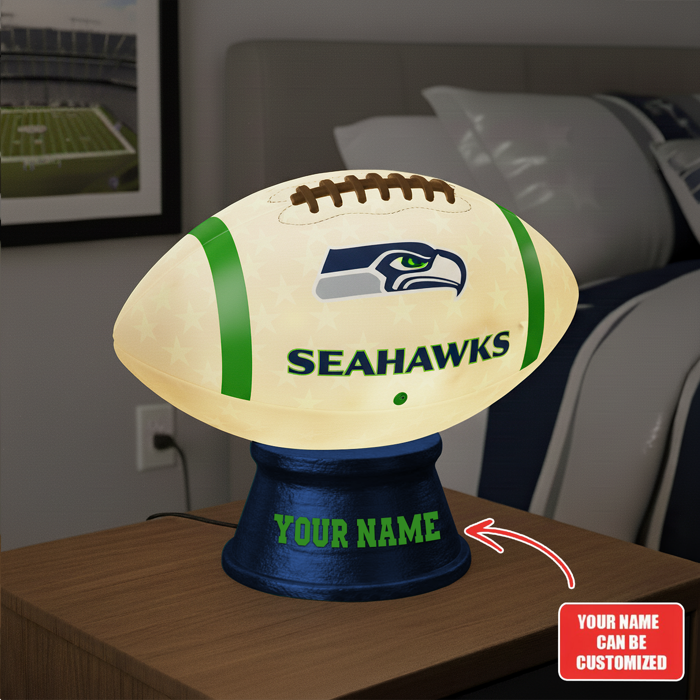 Premium NFL SEA Football Night Light Custom Name V2 NMD TTV