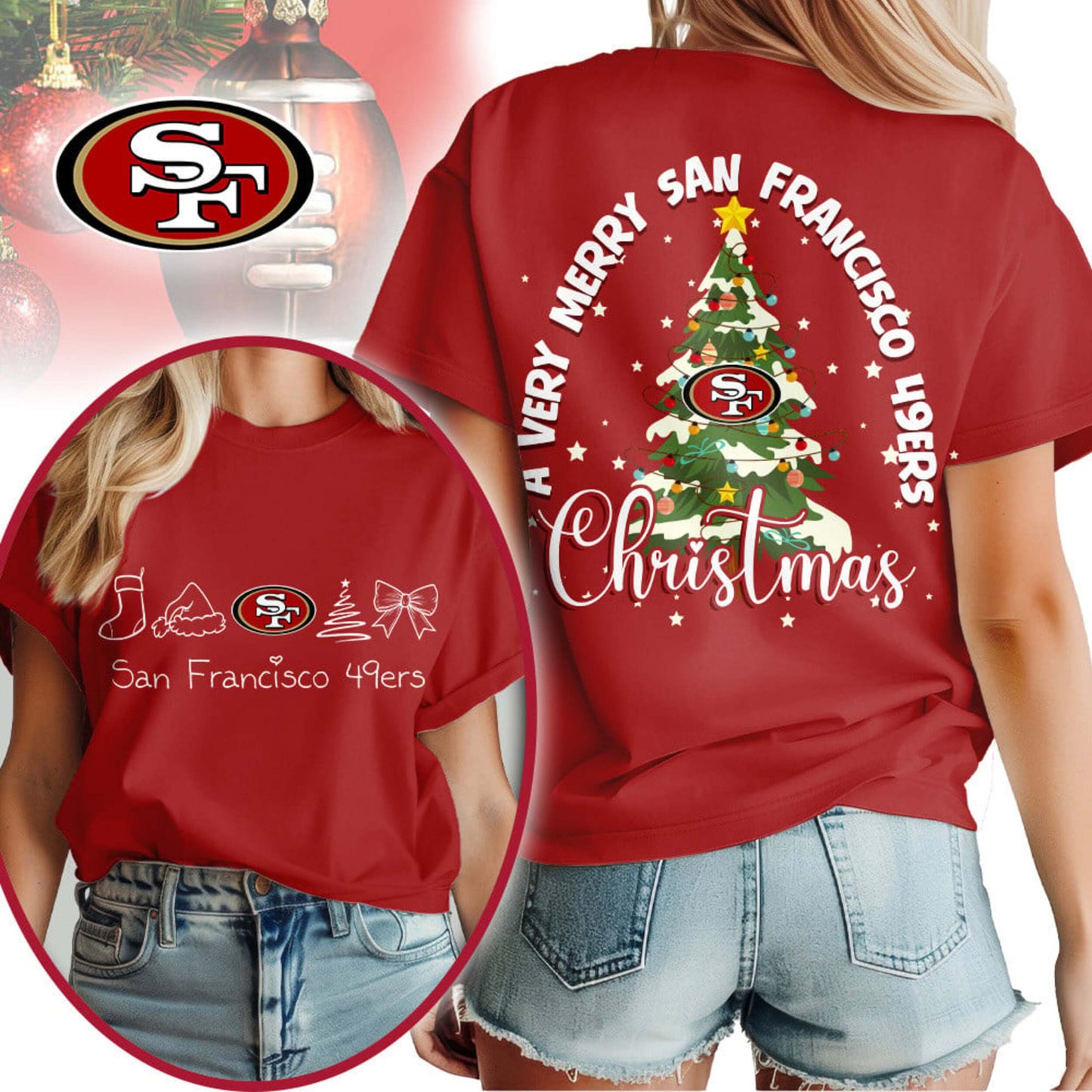 Premium NFL SF Merry Christmas T-shirt V1 NMD NHM