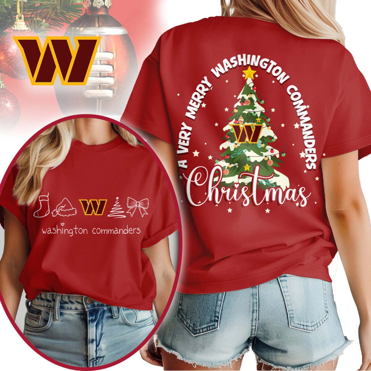 Premium NFL WAS Merry Christmas T-shirt V1 NMD NHM