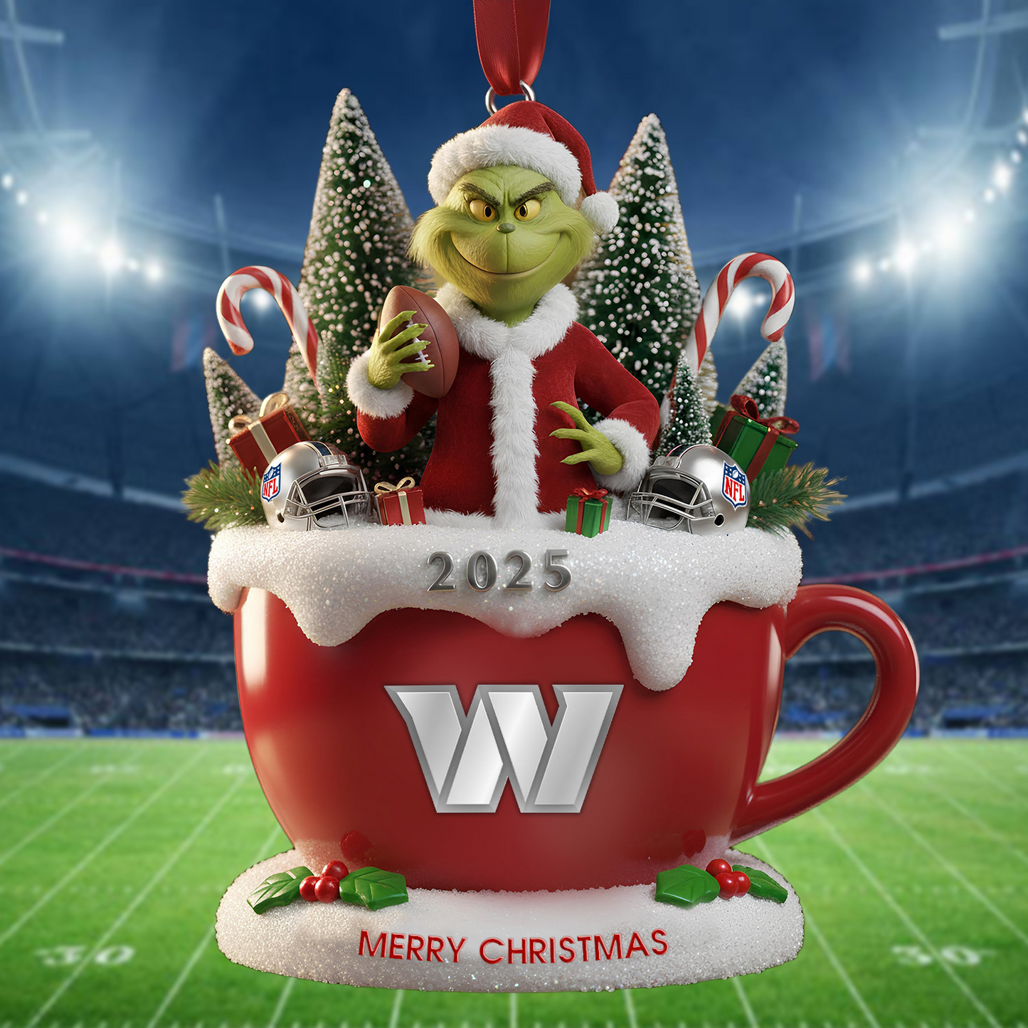 Premium NFL WAS x The Grinch Christmas Ornament V2 NMD TTV