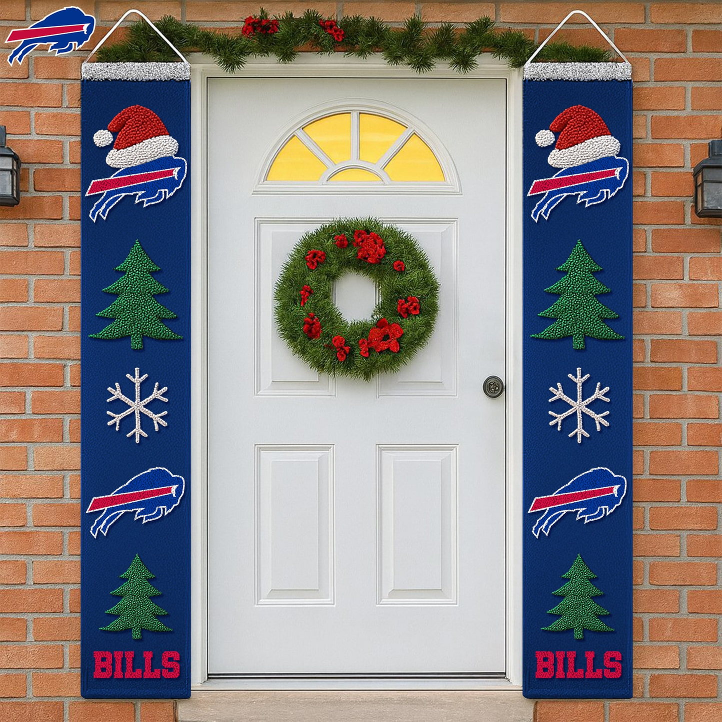 Premium NFL X BUF Christmas Merry Christmas Porch Sign NDT TDT