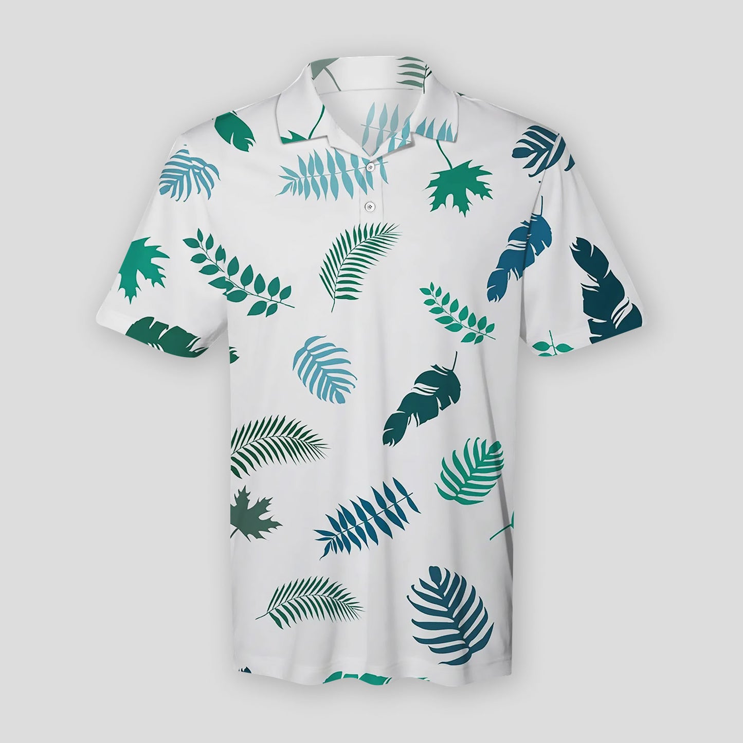 Summer Tropical Palm Leaves Green Color Pattern Polo Shirt For Men | Polo T-shirt | Men Short Sleeve Shirt