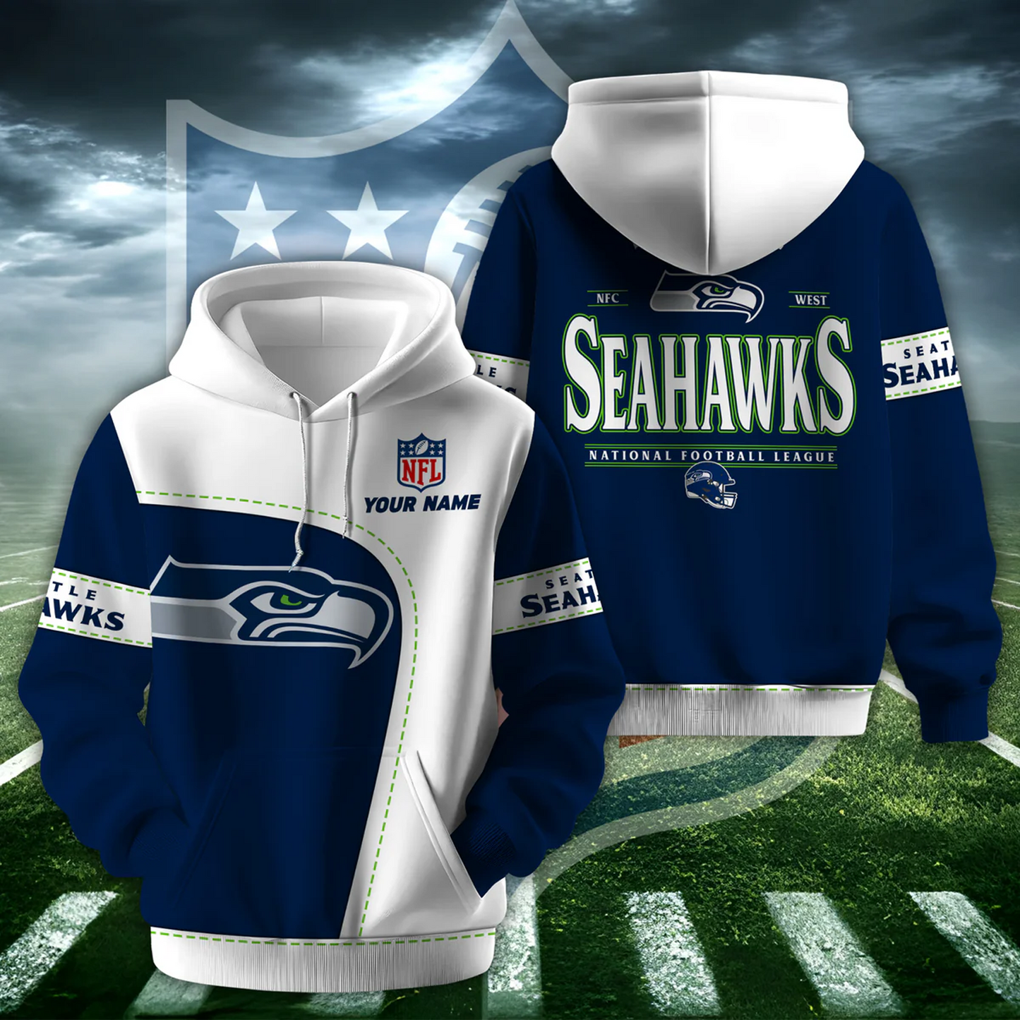 SEA X NFL Classic Logo Limited Edition Hoodie And Cap NAK NHT