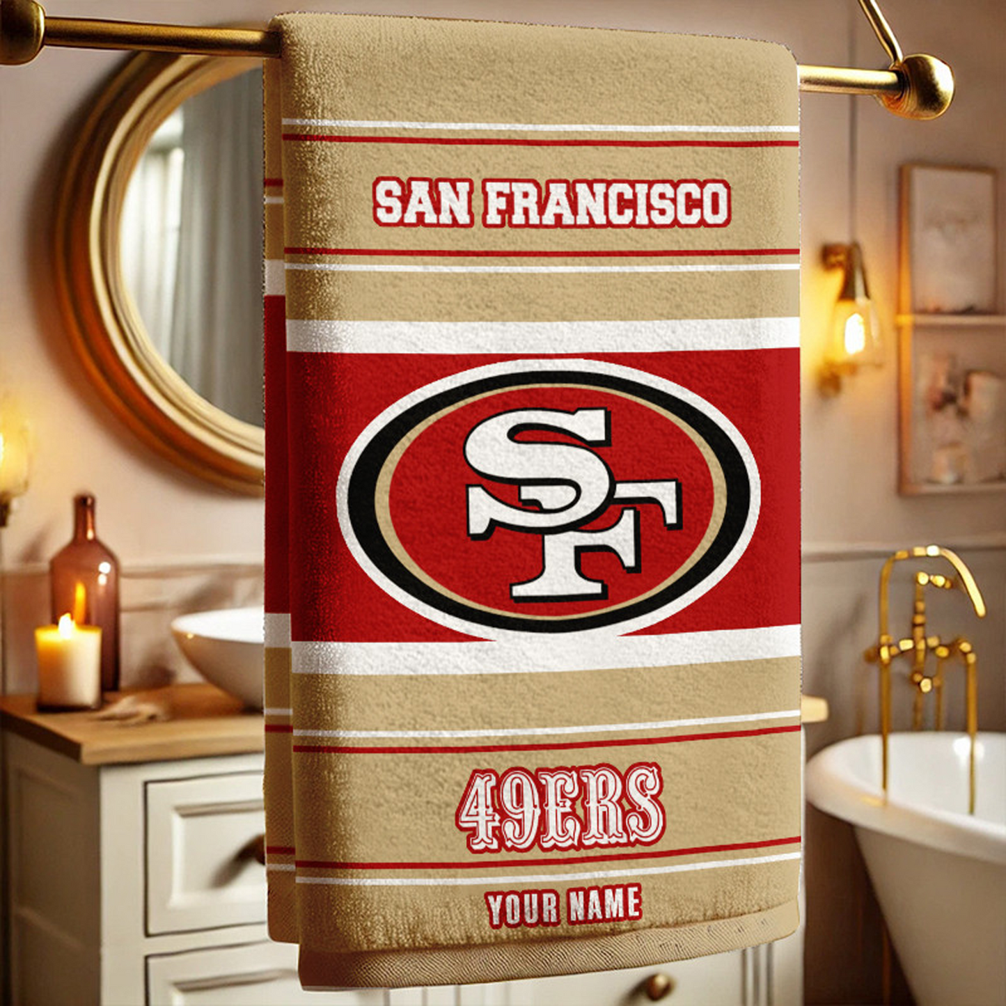 SF X NFL New Bath Towel Custom Any Name Gifts NAK NHT