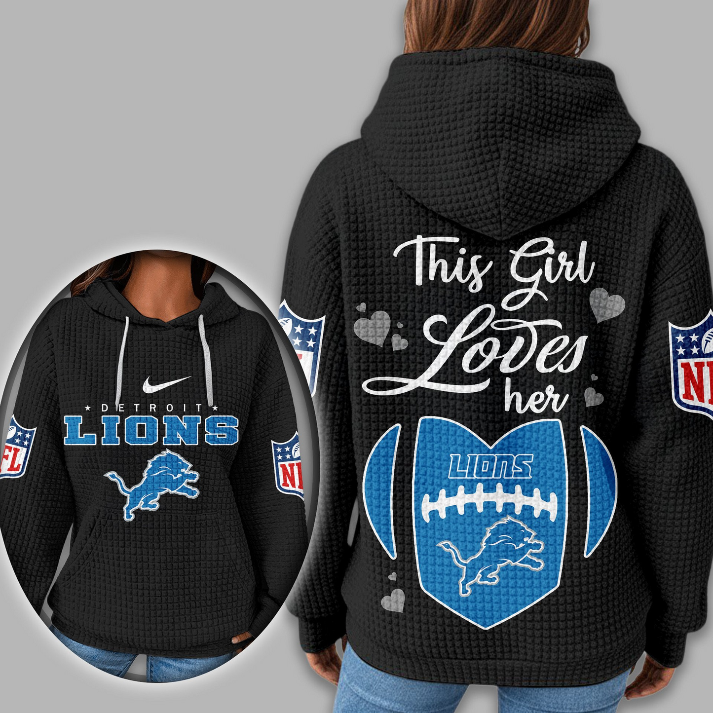 Premium NFL X DET Game Day Waffle Hoodie NDT TDT 231125