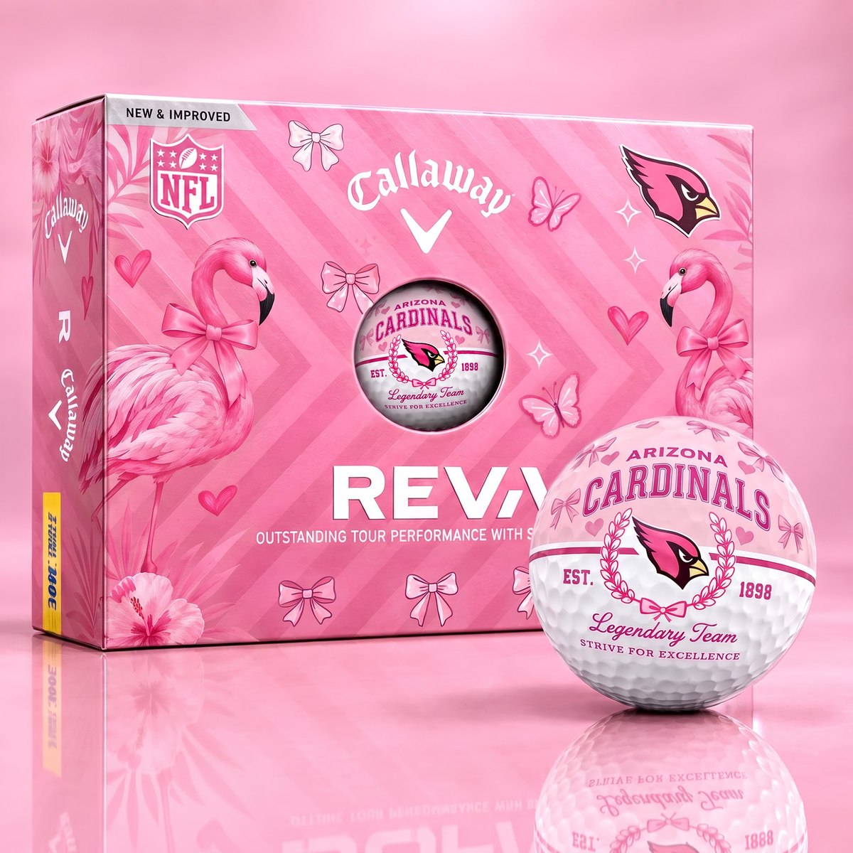 AC x Custom NFL Pink Coquette Ladies Golf Balls