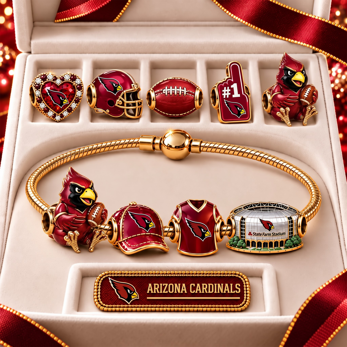 AC x Premium NFL Fan Charm Bracelet - Pandora Style Sports Charm Set