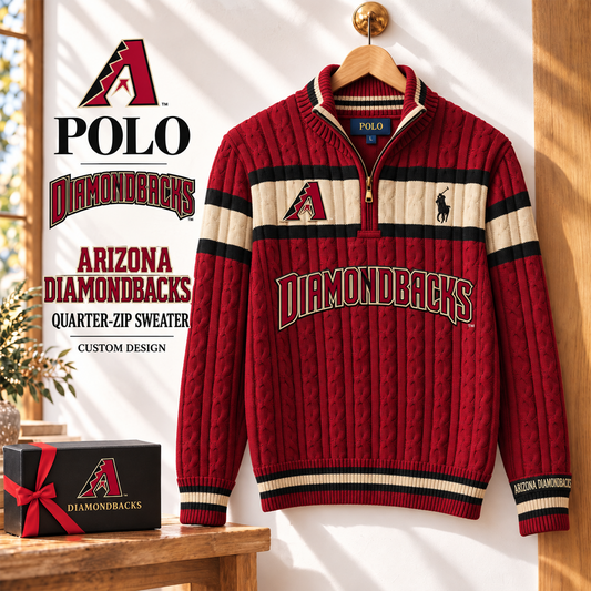 AD x PREMIUM MLB Varsity Cable-Knit Quarter-Zip Sweater