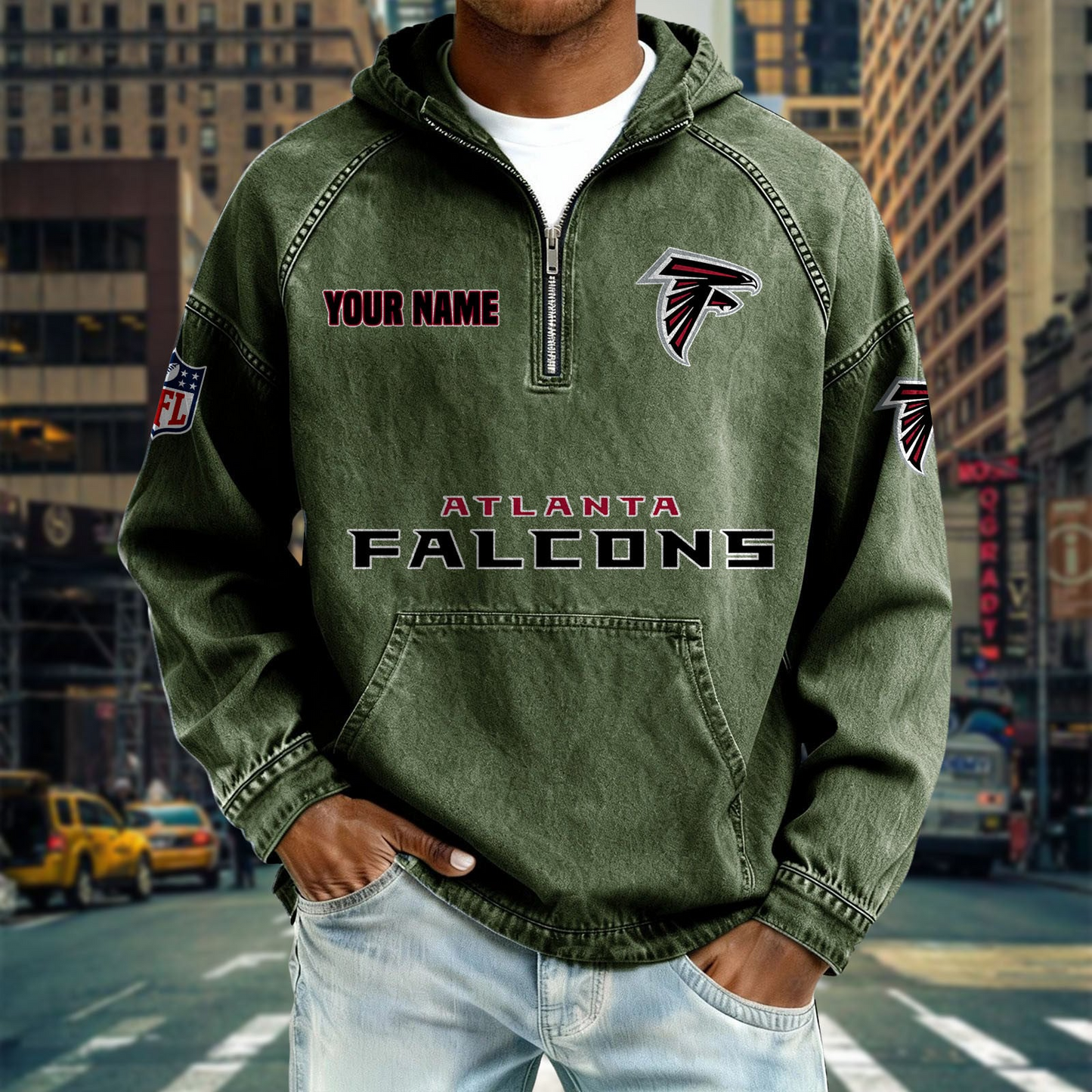 AF x NFL Denim Long - Sleeved Hooded Sweatshirt DDT NTL