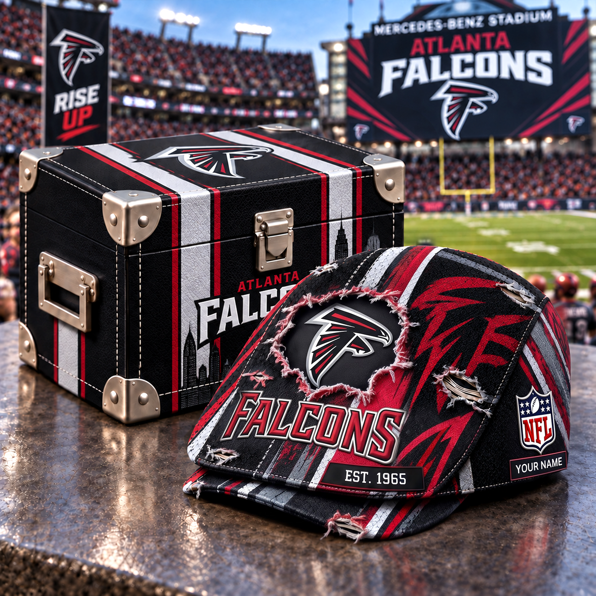 AF x NFL Distressed Flat Cap Set with Luxury Storage Box