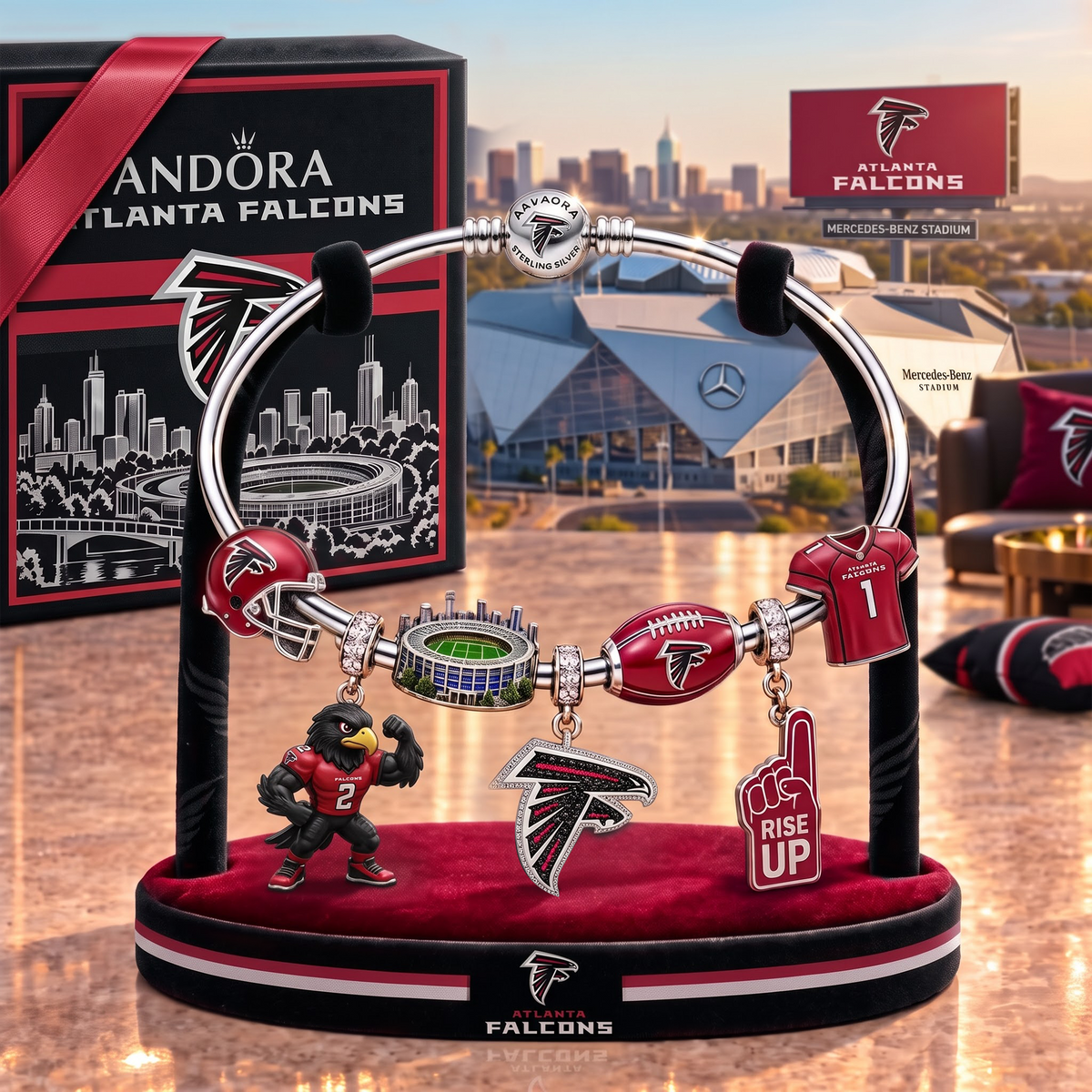 AF x Personalized NFL Pandora Style Charm Bracelet Gift Set 1409