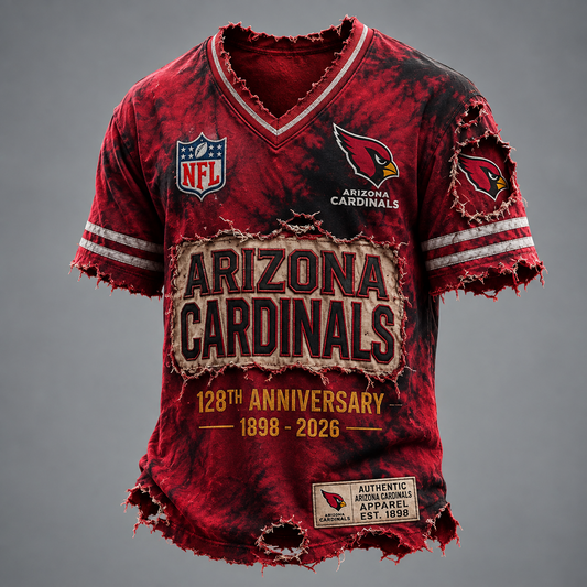ARI X Custom Football Fan Distressed V-Neck Shirt